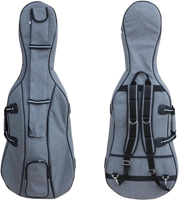 ModouString Store Cello case 4/4 Thickened Soft Bag Cello Gig Bag with Multiple Pockets & Handle & Adjustable backpack straps Strong light (gray) - Image 1